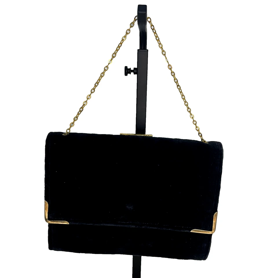 Velvet Clutch Menestrier Paris Moiré Lining Gold Trim Mid-Century VTG France - Image 2 of 4