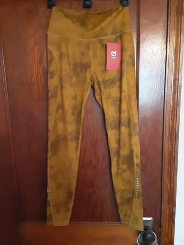 Voeons Women's Yoga Pants Athletic Leggings Size Small Gold Tie Dye