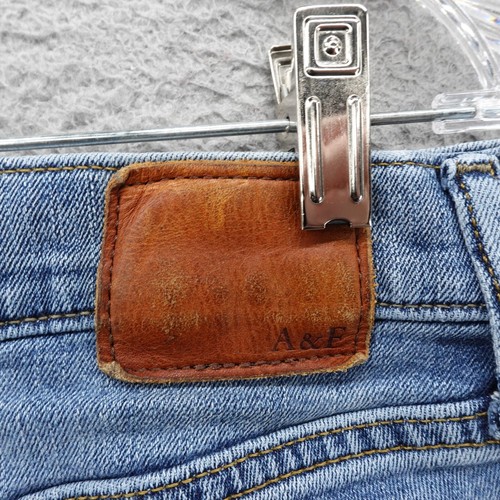 Pantalones de mezclilla rectos ajustados Abercrombie Fitch Langdon 32x34 azules repara lavado medio flexible - Imagen 5 de 16