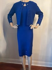 NWT St. John Collection Dress Jacket Women's Size L 10/12 Blue Violet knit