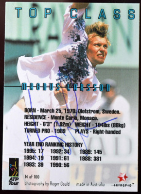 Magnus Larsson Tennis Player Hand Signed Intrepid Card