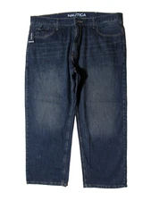 New NAUTICA Classic Fit Men's Denim Blue Jeans 42x30 Dark Wash $59
