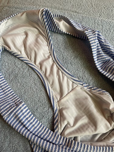 J. Crew Seersucker Bikini Bottom Blue And White Size XL - Picture 5 of 6