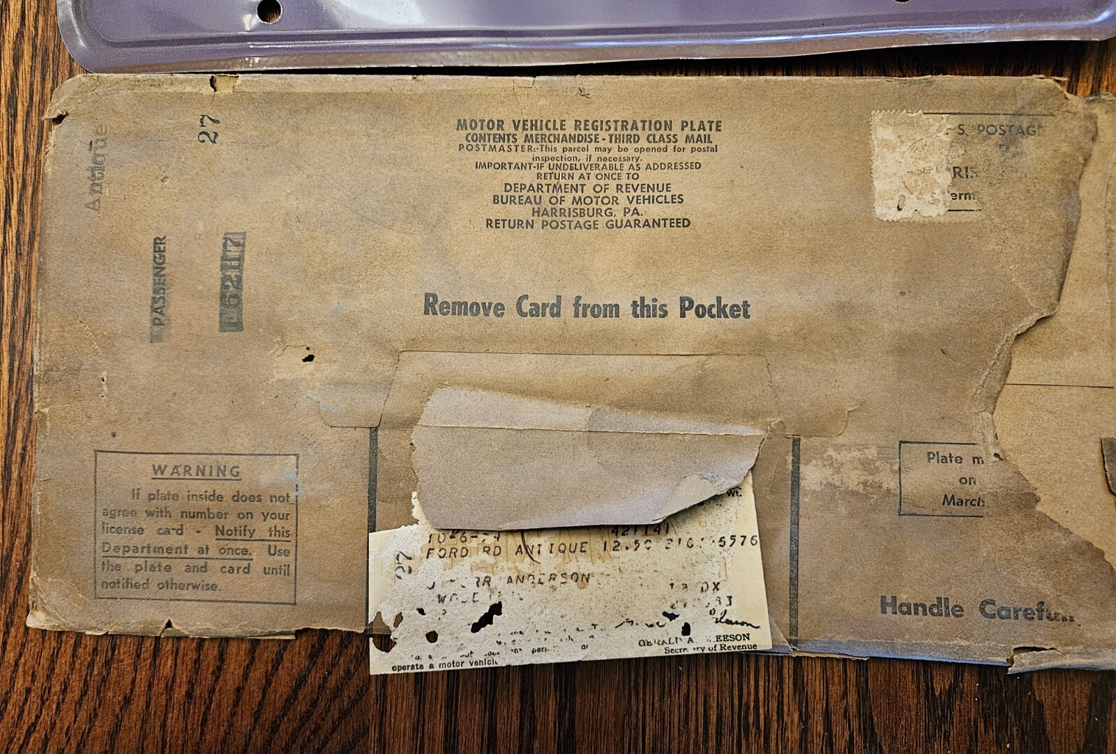 NOS RARE LOW NO. PENNSYLVANIA ANTIQUE HISTORIC CAR LICENSE PLATE NUMBER