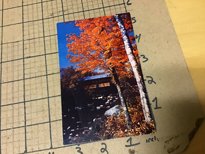 Vintage Original Post Card: THE HISTORIC COVERED BRIDGE in autumn splender