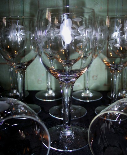 (10) Princess House Crystal Heritage Short Stem Wine Glasses 6" (6-ounce)