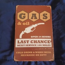 8"X12" Metal Sign Man Cave Wall Art Garage Bar Oil Gas Station GAS Oil 100 Miles