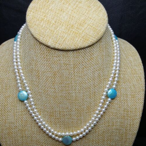 Vintage Schmuck Doppelstrang Frashwater Perlen Halskette. 5826