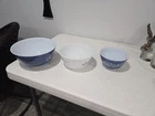 Vtg Pyrex Blue & White Set of 3 Colonial Mist Nesting Mixing Bowls 401 402 403