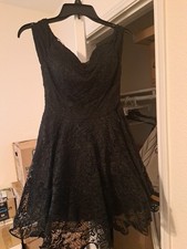 Prom Or Party Dress Coctail Length Black Lacy Sleeveless 