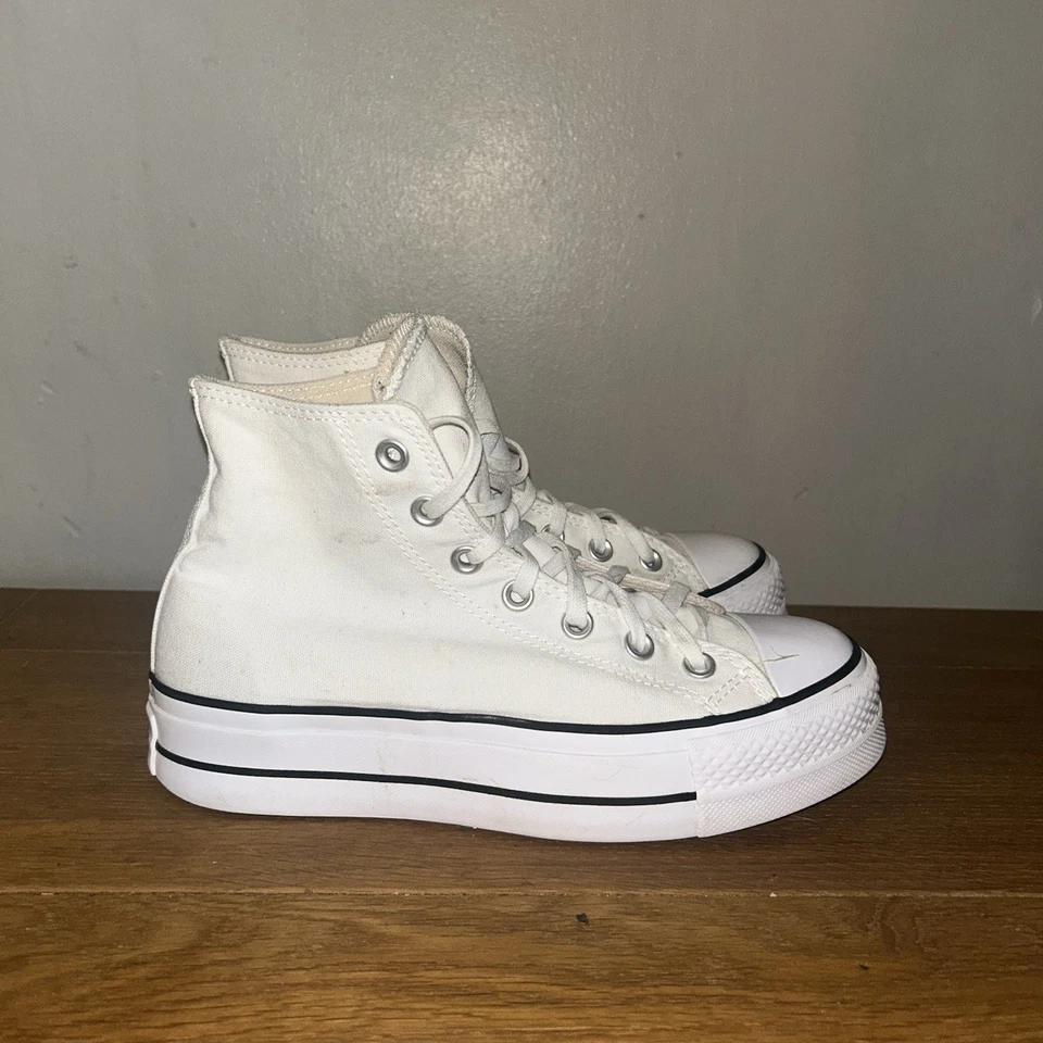 White Converse Hi-Toos Size 5 Thick Soles/Lift Platforms - Image 3 of 4