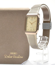 Box Vintage 1987 Seiko Dolce 9531-5160 Gold Dial Men's Quartz Watch JAPAN