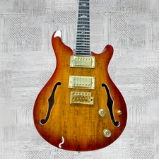 Ship US Semi-Hollow Electric Guitar Amber Sunburst Finish Gold Hardware F-Holes