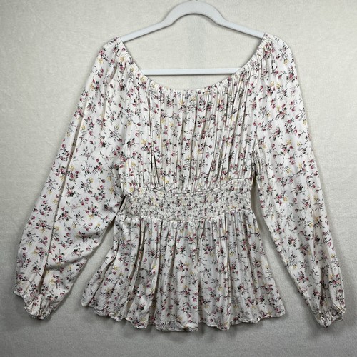 Suzanne Betro Floral Peasant Blouse Sz 1X Hippie Boho Peasant Bohemian - Picture 8 of 12