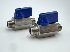 2 PCAK 1/4" Stainless Steel Mini Ball Valve NPT Thread Male/Male 