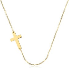 Easter Basket Stuffers - Cross Necklace for Women 18K Gold Plated Cross Necklace