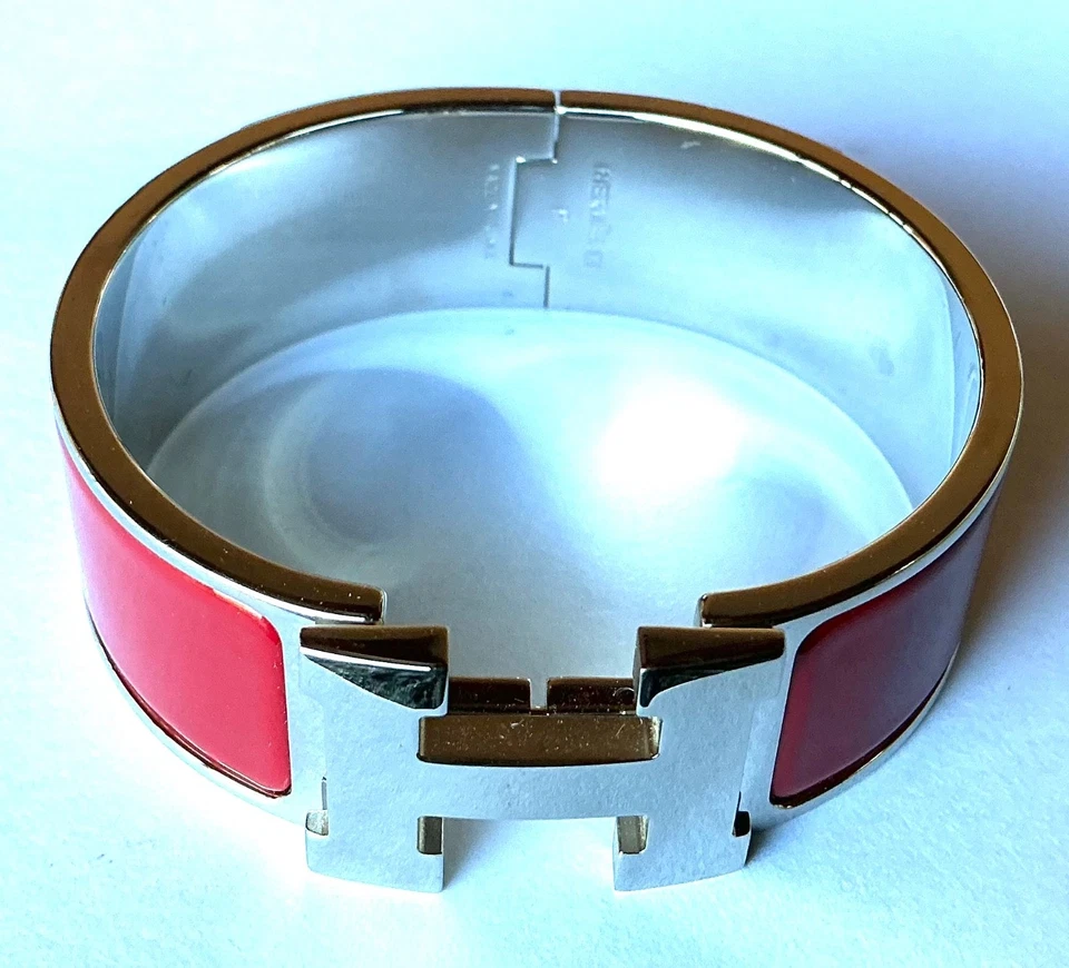 Pulseira HERMES PM tamanho esmalte vermelho paládio clic Clac H - Imagem 3 de 4