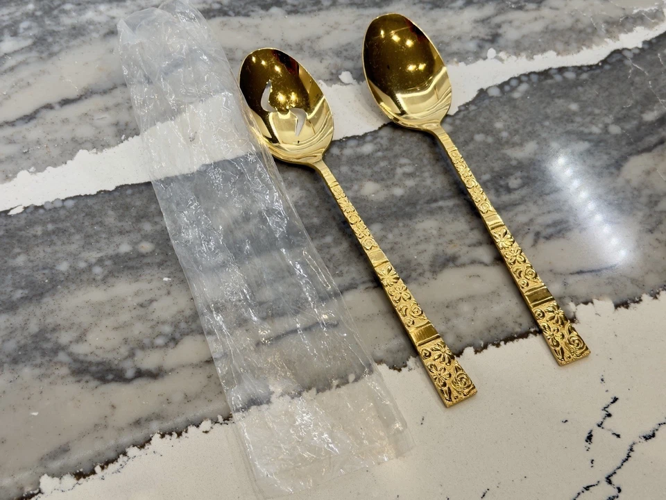 7 Piece Supreme Cutlery/ Gold Electroplate Floral Flatware - Image 4 of 4