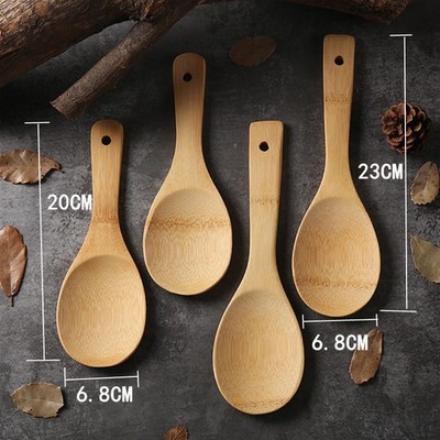 Wood Rice Spoon Wooden Kitchen Spoon Rice Paddle Scoop Ladle Tablespoon Big Serv