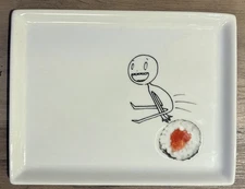 CB2 OLIVER White Sushi Appetizer Plates Leap Frog Rectangle Crate&Barrel 2012