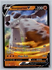 Carta Pokemon Stonjourner V 115/202 Holo V rara spada e scudo Holo LP