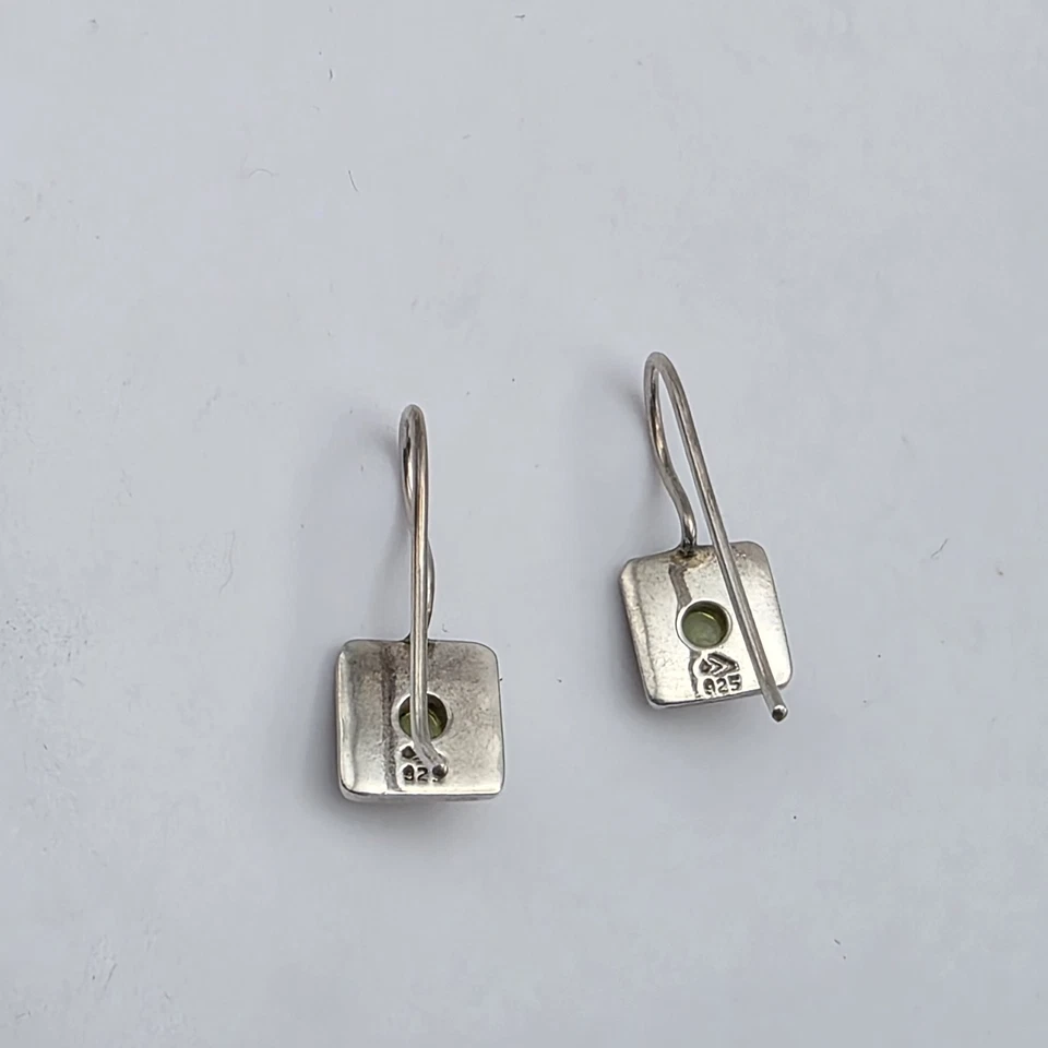 Vintage SILPADA Peridot Earrings 925 Sterling Silver Square Dangle Drop Classic - Image 4 of 4
