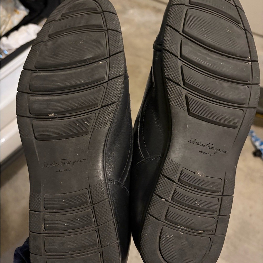 Men's Black Leather Ferragamo Casual Sneakers image 4