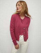 NEW AUTH VERONICA BEARD Solene Cashmere Cardigan Soft Rasberry S