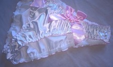 Very Sexy White Shimmery Satin Women's Panties Knickers TV CD Sissy 34" - 42" +