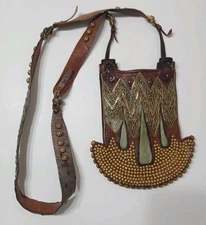 Lou Guerin Leather Brass & Fire Agate Frogs Cross Bag