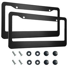 2PCS Matte Black License Plate Frames, 2 Holes Solid Aluminum wide black