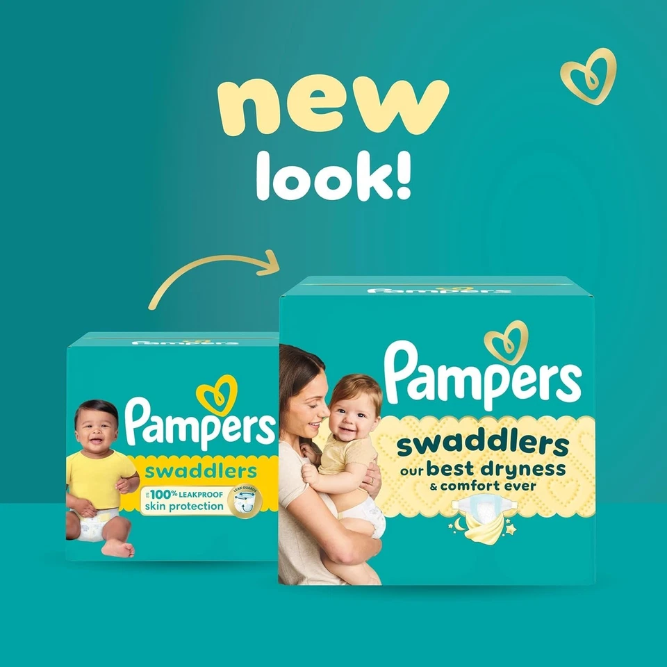 Pañales Pampers Swaddlers, tamaño 1 (8-14 libras), 96 unidades, absorbentes, mantiene al bebé Dr Foto 3 de 4