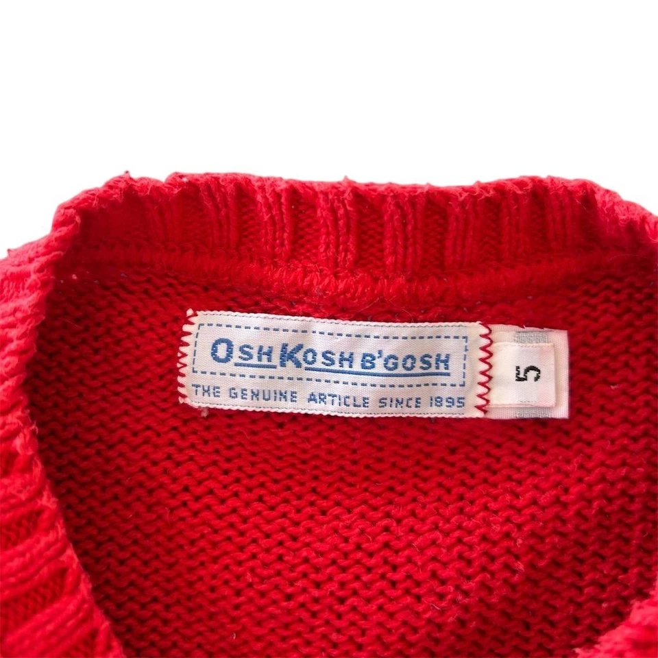 Suéter OshKosh B'gosh Niños Argyle Rojo Talla 5 Manga Larga Pullover Foto 3 de 4