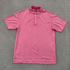 FootJoy Polo Shirt Mens Large Pink Stripe Golf Performance Short Sleeve Stretch