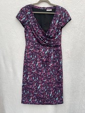 Kaliko Dress | Purple | Size 10 faux wrap style abstract florals