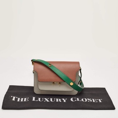 Marni Trunk Multicolor Saffiano Leather Flap Shoulder Bag | eBay