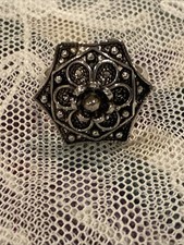Vintage Sterling Silver Flower Filigree Ring Size 8 Unmarked