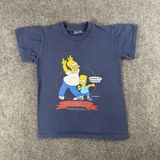 Vintage The Simpons Shake It Homer Shirt Small Youth Navy 90s Cartoon USA Bart