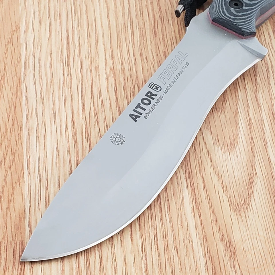 Cuchillo fijo Aitor Ferfal 7" Full Tang Bohler N690 hoja de acero mango de madera negro Foto 4 de 4