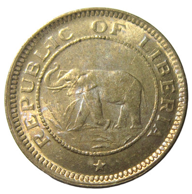 LIBERIA. 1/2 CENT, 1937. ELEPHANT. UNCIRCULATED.