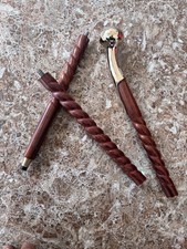 Handcrafted walking cane polished brass handle with wooden rope designer shaft