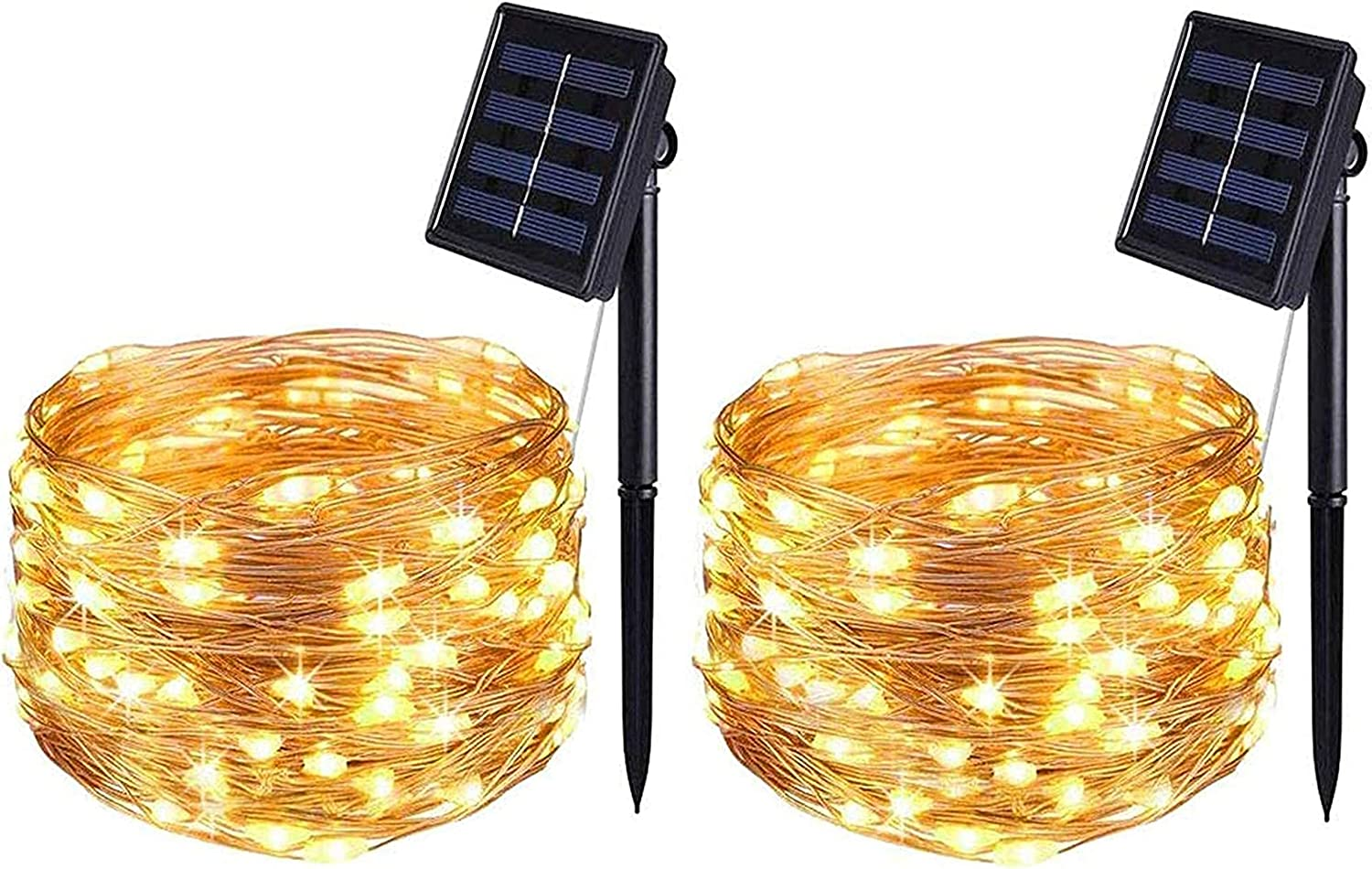 2 Pack 16.4Ft Solar Fairy Lights with 50LED Waterproof Outdoor String Lights