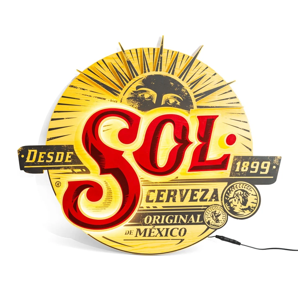 Sol Bier Echtholz LED Leuchtreklame Leuchtwerbung "Cerveza 1899"      - Bild 4 von 4