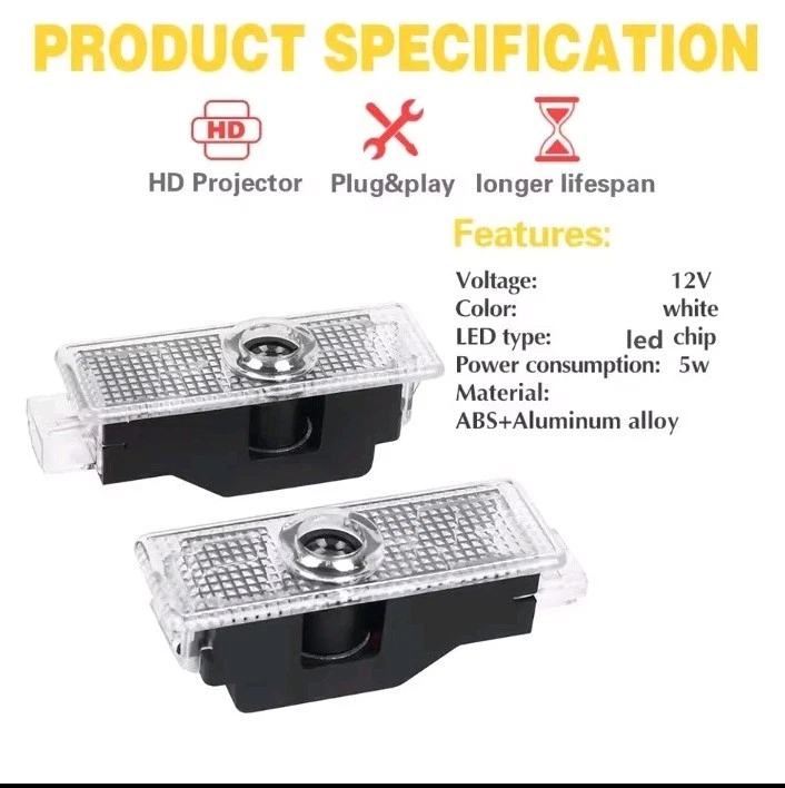 2 LUCI PROIETTORI LED SOTTO PORTA BMW SERIE 1,2,3,4,5,6,7,X1,X3,X4,X5,X6,X7 - Immagine 4 di 4