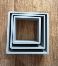 Set of 3 Wooden Square Cube Wall Hanging Decorative Floating Shelves Grey Blue