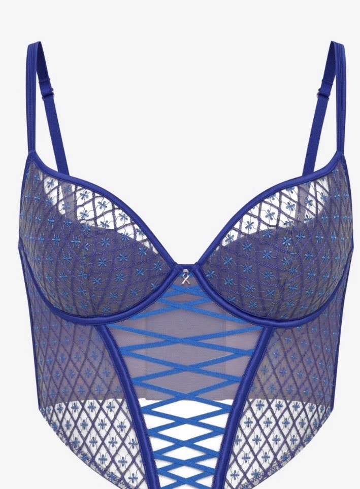 Savage X Fenty Lingerie, Lil Tied Up Bustier. Rendezvous Blue. Large. NWT