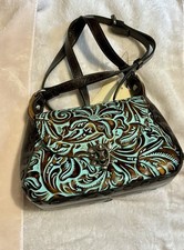 New Patricia Nash Lucia Embossed Tooled Leather Turquoise Crossbody handbag NWT