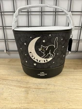 Coach Trick Or Treat Bucket In Signature Canvas Halloween Black Cat Moon & Stars