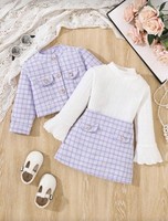 2pcs/Set Baby Girl French Style Dress And Skirt Suit, Early Autumn