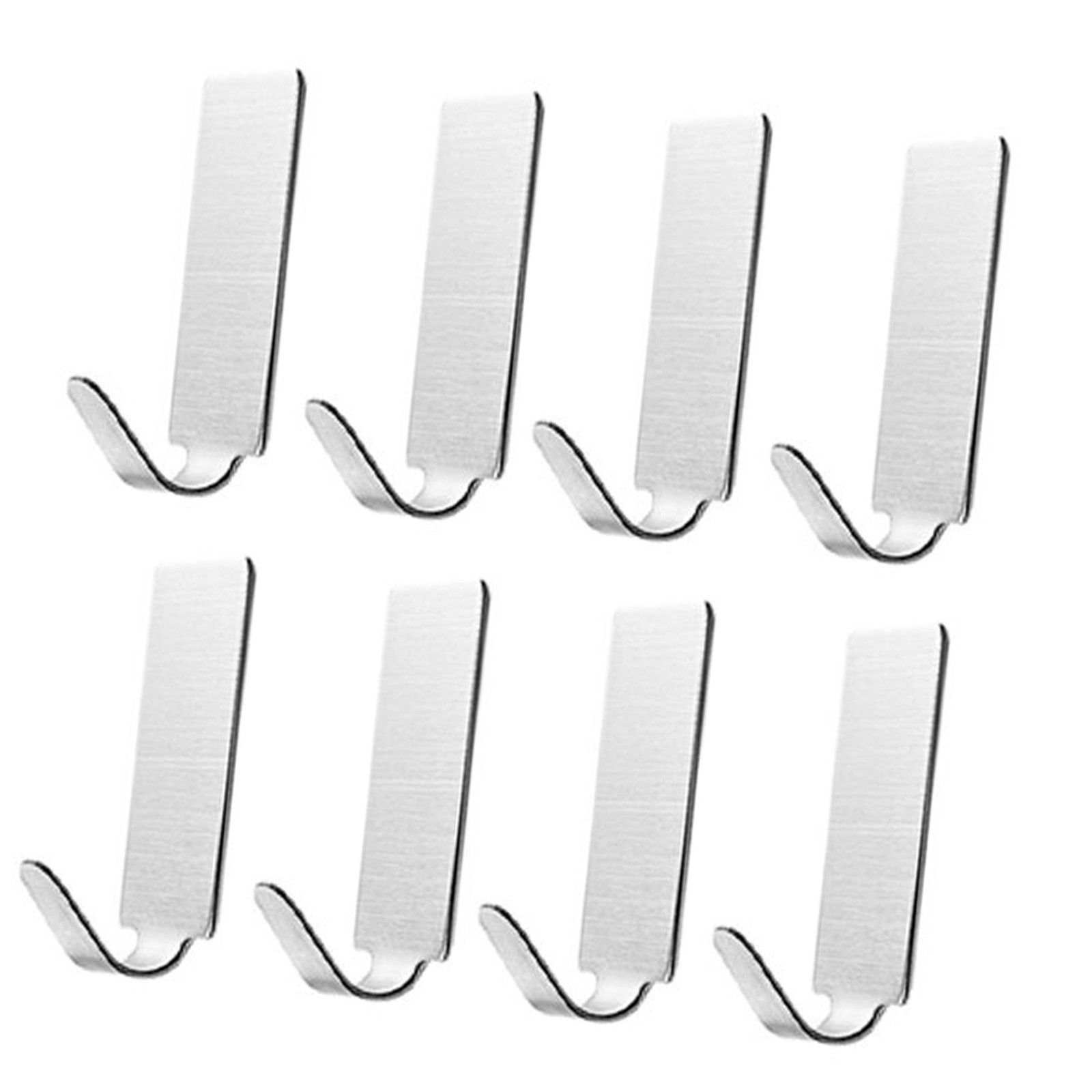 8pcs Stainless Steel Wall Hook Strong Adhesive Bathroom Kitchen Bedroom Trending